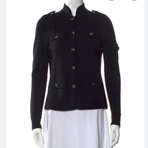 Tory Burch Black Wool Shrunken Sgt. Pepper Utility Jacket